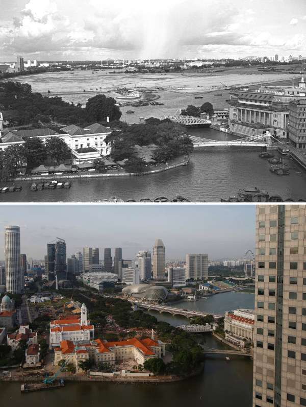 Фото Сінгапуру 50 років тому і зараз (9 фото)