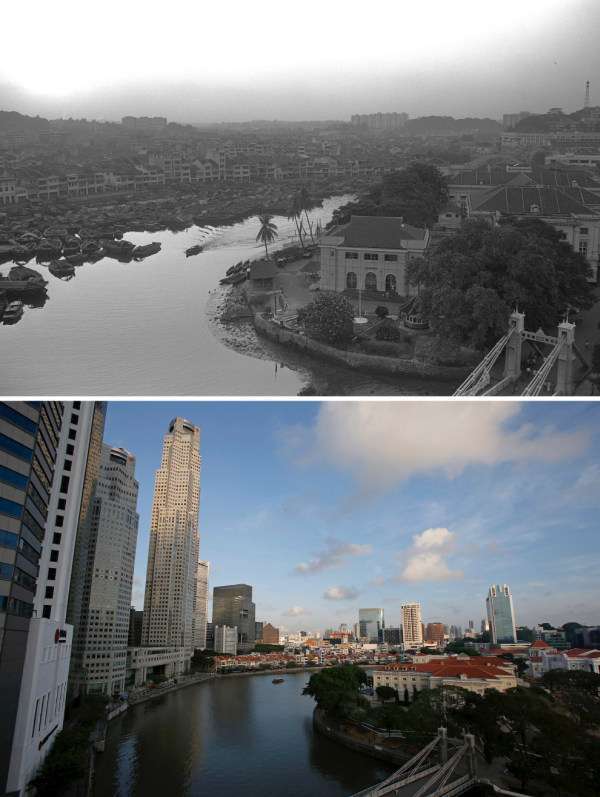 Фото Сінгапуру 50 років тому і зараз (9 фото)