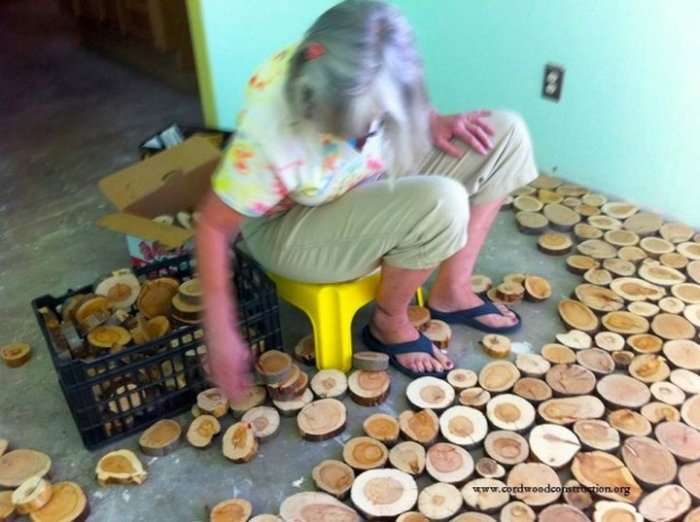 Підлогу з деревяних дисків (10 фото)
