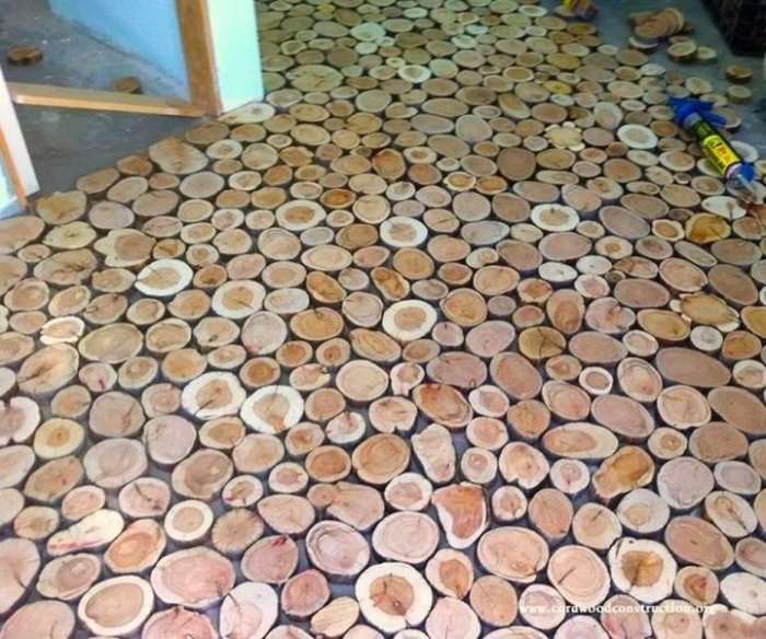 Підлогу з деревяних дисків (10 фото)