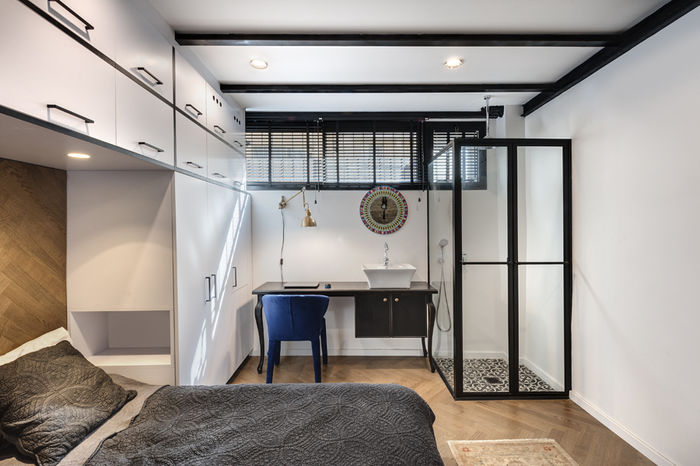 Креативно и интересно: маленькая квартира для холостяка двухуровневая квартира,интерьер и дизайн,квартира,маленькое пространство